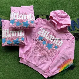 Mens and Womens Hoodies Sweatshirts Sweatpants Fashion Brand 55555 Atlanta Pink High Quality Young Thug Web Star Letter Pullover