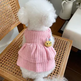 Dog Apparel Pet Clothes Autumn And Winter Candy Color Warm Knit Slip Dress Teddy Bichon Cat Thick