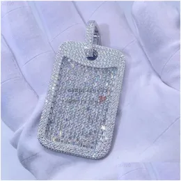 Pendant Necklaces Baguette Cut Vvs Moissanite Iced Out Men Hip Hop Sier Dog Tag Drop Delivery Jewelry Pendants Dheam