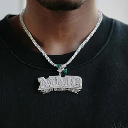 Naszyjniki wiszące MMG zarabianie geniuszu hip -hopu lodowe Bling 5a Cz Angel Wing Dollar Jewelry 230803