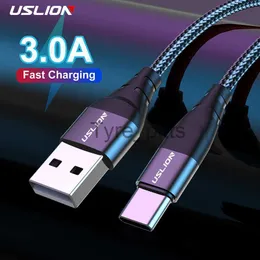 Laddare/kablar USLION USB Typ C -kabeltråd för Samsung S20 Xiaomi MI 11 Mobiltelefon Fast Charging USB C CABLE Type C Charger Micro USB Cables X0804