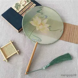 Chinese Style Products Chinese Style Polygon Group Fan Ladies Dancing Embroidery Hand Tassel Fan Vintage Pattern Art Craft Gift For Wedding Home R230804