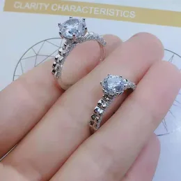 Cluster Rings High-quality Classic Style Moissanite Ring S925 Sterling Silver Fine Fashion Wedding Women's Jewelry MeiBaPJ FS