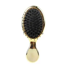 Hårborstar Natural Boar Brestle Hairbrush Mini Handle Massage Comb Antistatic Hair Scalp Paddel Borstar Barber Hair Brush Styling Tool X0804