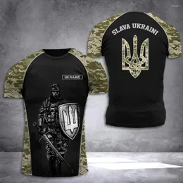 Herren T-Shirts Ukraine Flagge Shirt T-Shirt Tops Ukrainische Armee Camouflage Kurzarm Jersey Sommer O-Ausschnitt Übergroße Streetwear Männliche T-Shirts