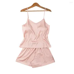 Roupa de dormir feminina Sólido Lady Satin Sexy Alça Top Shorts Pijama Mini Pijama Roupa de Noite Casual Lougne Pijamas Lingerie Íntima