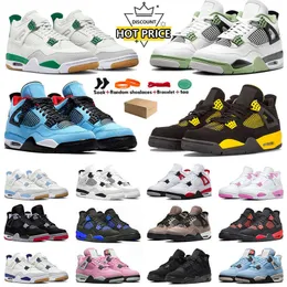 Jumpman 4 4s Basketball Shoes sneakers outdoor womens Platform Shoes air black cat 4s retros military Bred black pine green J4 Mens Womens Sports trainers with box