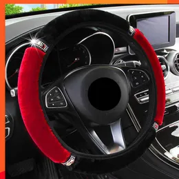 New Universal 37-38cm Diameter Soft Plush Rhinestone Car Steering Wheel Cover Interior Accessories Steering-Cover Car-styling