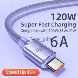 Зарядные устройства/кабели Uper Fast Charg USB Data Cable 6A 120W Кабель типа C 0,25 м/1 м/1,5 м/2 Высококачественная обстановка для Huawei Samsung Data Cable Cable x0804