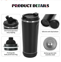 Alto-falantes portáteis Copo de música de aço inoxidável ao ar livre Bluetooth Tumblers Straight Tumbler 18oz Skinny Tumblers com alto-falante Bluetooth atacado