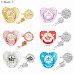 Pacifiers# 2023 Newborn Baby Pacifier Clips Clips Lids Luxury Bling BPA Free Silicone Pacifier Holder Teether Dummy Baby Shower Gifts X0804