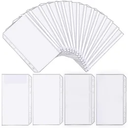 Filing Supplies 25Pcs A6 Binder Pockets Transparent PVC 6Hole Zip Folder Plastic Money Budget Envelopes 230804