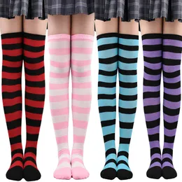 womens sock halloween Women Socks High Cotton Fun Cute Athletic Gifts For Women Christmas socks Striped thigh stockings over the knee Halloween cosplay party