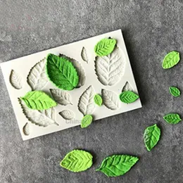 Bakning Mögel Tree Maple Leaf Mold Silicone Fondant Cake Decorating Tools Chocolate Mold 3D Sugarcraft Harts Clay Homemade Bakeware 230803