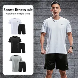 Other Sporting Goods Fitness Clothes Mens Ice Silk Quick Drying Sportswear Set Summer Short Sleeved Tshirt Morning Running Basketball Training Room 230803