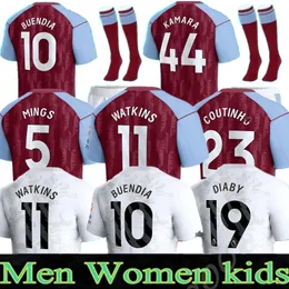 23 24 Soccer Jerseys Kids Kit Home 2023 2024 Aston Villas Football Shirt Training Away Fans Player Version Camisetas Mings McGinn Buendia Watkins Maillot Foot