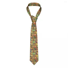 Bow Ties Vintage Of Library Bookshelf With Books Necktie Men Women Silk Polyester 8 Cm Neck Tie Shirt Accessories Cravat Wedding Business