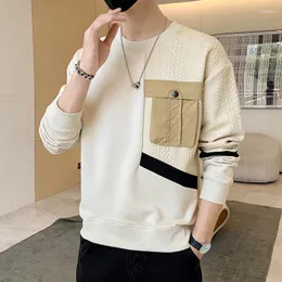 هوديز الرجال Houzhou Patchwear Swatshirt Men Crewneck Pullover Long Sleeve Spring Loos