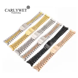 Watch Bands CARLYWET 13 17 19 20 22mm Wholesale Hollow Curved End Solid Screw Links Replacement Band Strap Old Style Jubilee Dayjust 230803