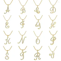 Anhänger Halsketten Personalisierte CZ A-Z Alphabet Halskette Schmuck 18k vergoldet Anfangsbuchstabe Kursiv Altenglisch