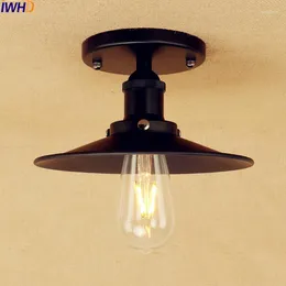 Tavan Işıkları IWHD Siyah Vintage Edison LED Işık Fikstürleri Plafonnier Montaj Endüstriyel Lampa Techo