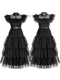 Theme Costume On Wednesday Adams Girls' Children's Role Playing Dress Movie Comes Black Sleeveless Gothic Dress Halloween Party Women's Pajamas Z230804