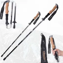 Bastoncini da trekking Arrampicata Bastone da passeggio Canne da trekking telescopiche in fibra di carbonio Pieghevole ultraleggero Quick Lock Outdoor Camping Trail Trekking Pole HKD230804