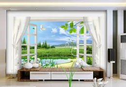 Wallpapers Custom Po Wallpaper 3D Stereoscopic Window Scenery Living Room Home Decoration