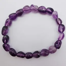 Strand Natural 5-7MM Stone Amethyst Bracciale Stretch 7.5 Inch Jewelry For Woman Gift G310