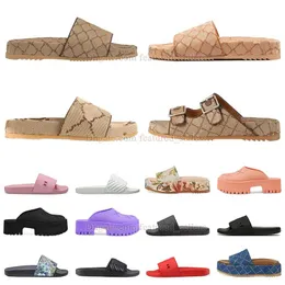 Menskvinnor Slide Sandal inomhus G Berömda Sandaler Plattform Slides tofflor Icke-halk Tjik mjuk botten Summer Luxury Home House Outdoor Flowers Pink Brown Slipper