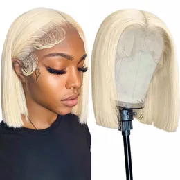 Perucas Sintéticas 13x6 Blonde Bob Hair Wig Human 613 Hd Lace Frontal 13x4 Brasileiro Straight Front for Women 230803