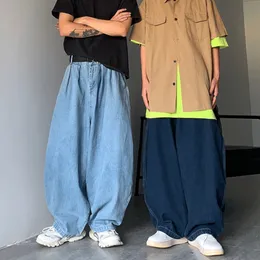 Mężczyźni S Jeans Unisex szerokie nogi spodni streetwear worka wiosenna jesień mężczyzn Koreańskie luźne proste ubranie marki męskiej 230804