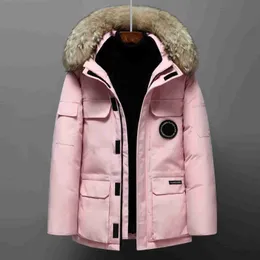 Down Jacket Women's and Men's Medium Length Winter New Canadian Style Overcame Lovers's Working Clothes Thick Goose Down Men Clothing Us Size S-4XL