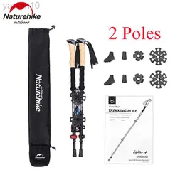 Trekking Poles Naturheike Walking Pole Folding Carbon Fiber Telescopic Stick Ultralight Portable Climbing Poles Outdoor Camping Handing Stick HKD230804