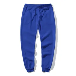 Calças masculinas de lã esportes jogging inverno bolsos laterais longos cintura elástica conforto calor e D