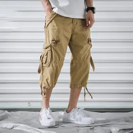 Men s Pants Men Street Cargo Short Casual Outdoor Multi Pocket Calf Length Loose Skatboard Harajuku Summer 230804