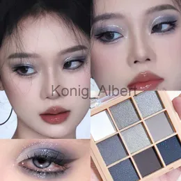 Eye Shadow 9 Colors Punk Smokey Matte Glitter Eyeshadow Palette Shimmer Eye Shadow Makeup Palette Cool Toned Gray Blue Eye Pigment Palette x0804