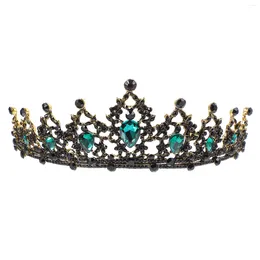 Bandanas Rhinestone Design Crown Halloween Female Headdress Hair Band (Black Green)