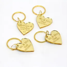 Other Event Party Supplies 30 Pieces Personalized Engraved Love Heart Key Chain Gold Acrylic Engagement Birthday Party Gift Custom Key Ring Wedding Favors 230804