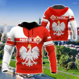 Męskie bluzy z kapturem Polska kaptura Owwała odzież Polska National Emblem Print Autumn Long Rleeve Bluza