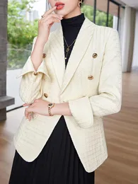 Abiti da donna QOERLIN S-4XL Elegante giacca da donna in tweed da ufficio Cappotto doppiopetto di qualità da donna Formale Elegante Inverno 2023