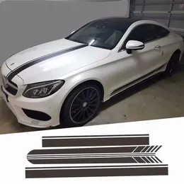 For Mercedes Whole Sticker Racing Line Car Hood Roof Tail Body Decorative Decal Side Skirt Stickers Fit for Benz A B C E S class220l