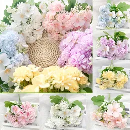 Dekorative Blumen Simulation Künstlicher Hortensienstrauß Hochzeit Braut Hält Seide Gefälschte Pflanze Für DIY Party Home Room Decor