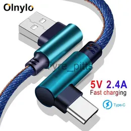 充電器/ケーブルOlnylo USBタイプC 90度高速充電USB Cケーブルタイプ-Cデータコード充電器USB-C for Samsung S9 S8 Note 9 8 Huawei P20 Lite X0804