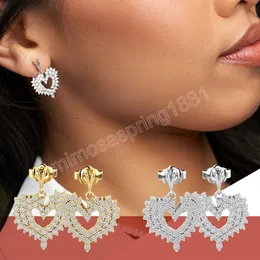 Sparkling Cubic Zirconia Heart Drop Earrings For Women New Designed Female Ear Accessories Wedding Party Trendy Jewelry