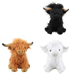Brinquedos de pelúcia de vaca das terras altas escocesas 25 cm Vivid Plush Animal Bonecas marrom branco preto azul presente para crianças