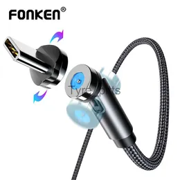 Зарядные устройства/кабели Fonken Magnetic Cable 540 Вращение типа C Магнитное зарядное кабель Micro USB -магнитный шнур Мобильный телефон для iPhone 11 8 x0804
