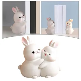 Decorative Objects Figurines Lovely Rabbit Bookend Bunny Book Ends Stand Holder Bookends for Desk Office Home Shelf Ornaments 230804