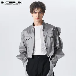 Мужские куртки Incerun Men Solid Color Street Streatwar Streetwear с длинным рукавом кнопкой кнопки