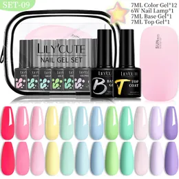 Kits de Nail Art LILYCUTE 12PCS Gel Polish SET com 6W UV Lamp Dryer Nude Pink Glitter Semi Permanente Verniz Manicure Kit Completo 230803